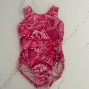 GK Elite Velvet Tank Leotard Pink Swirl